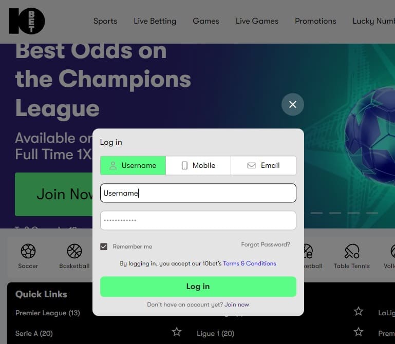 10bet-South-Africa-login-guide