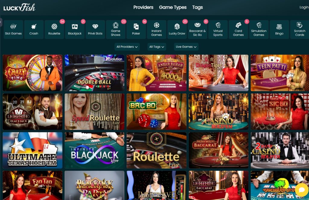 luckyfish live games page
