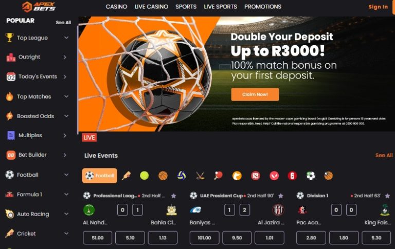 apexbets online betting site south africa welcome bonus