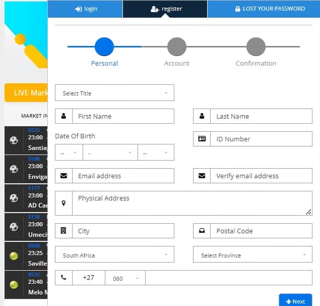 betxchange registration page