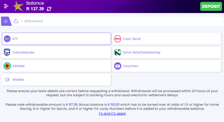 how to withdraw your money on hollywoodbets