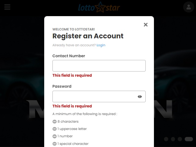 lottostar registration page