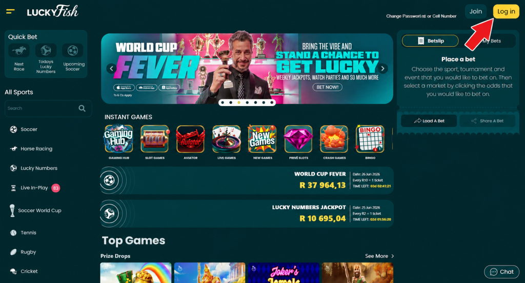 luckyfish login page