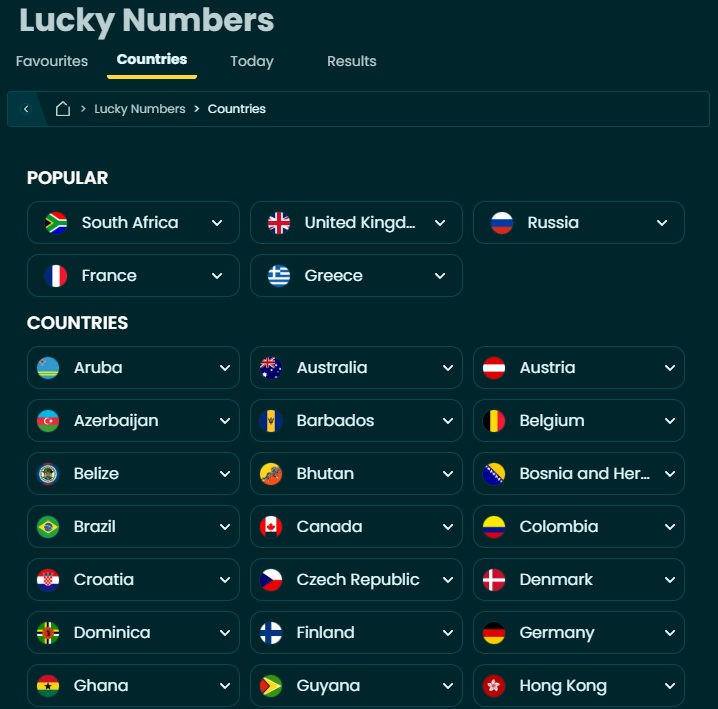 luckyfish numbers countries