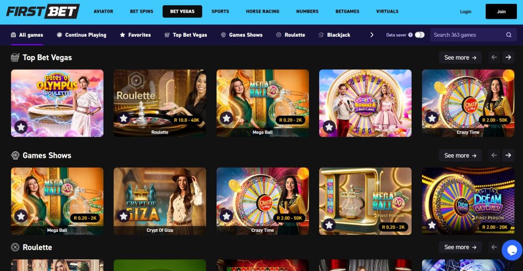 firstbet live games page