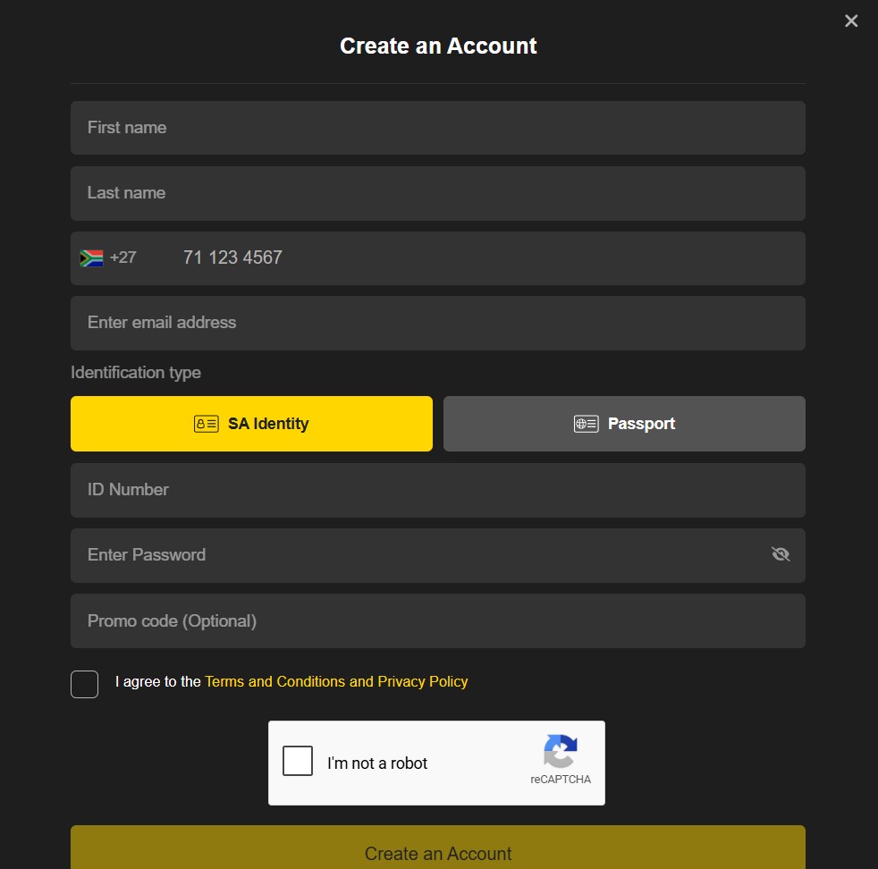 easybets registration page
