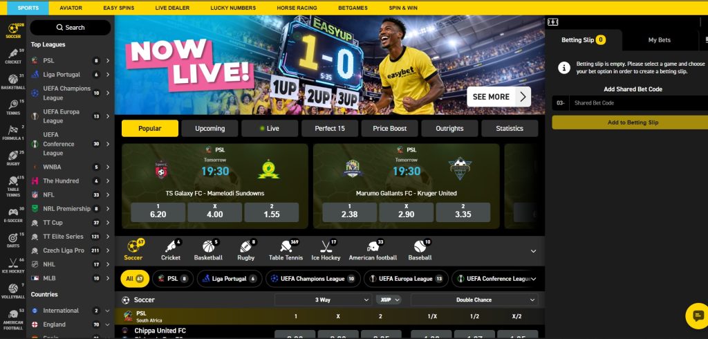 easybet sports betting page